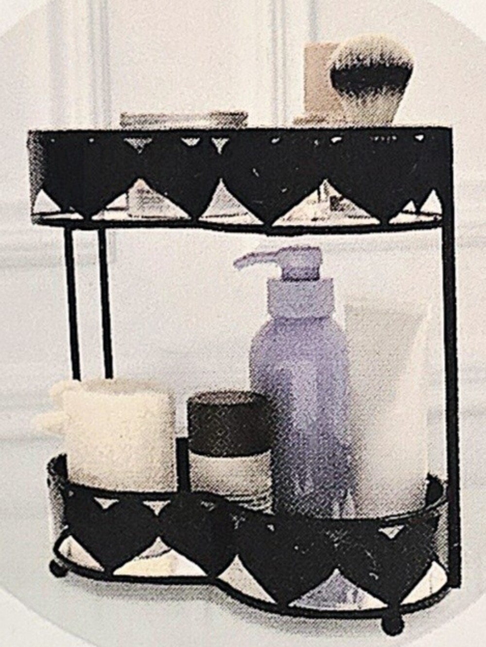 Celeste Collection Two-Tier Heart-Accent Organizer Shelf w/Mirror Base